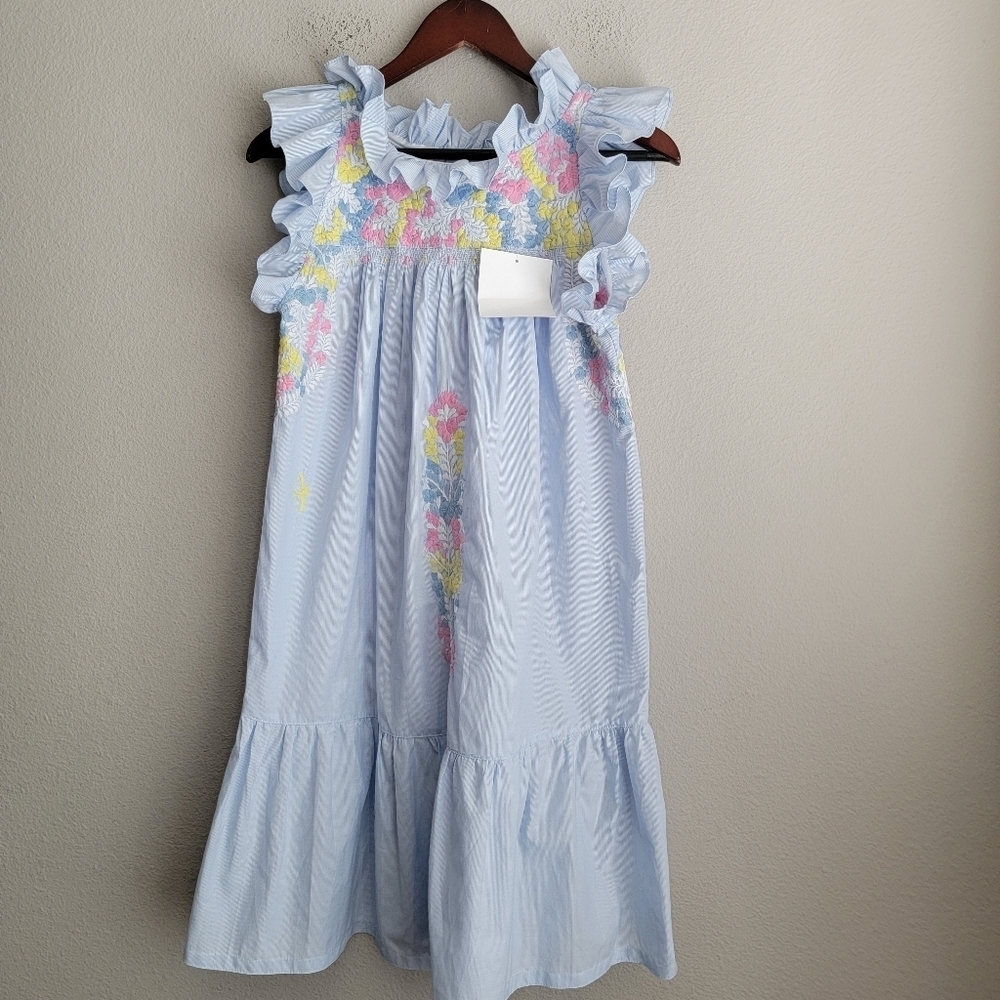 Mi Golondrina Olivia Short Dress In Azul Madre Arroyo Size Xs Nwt